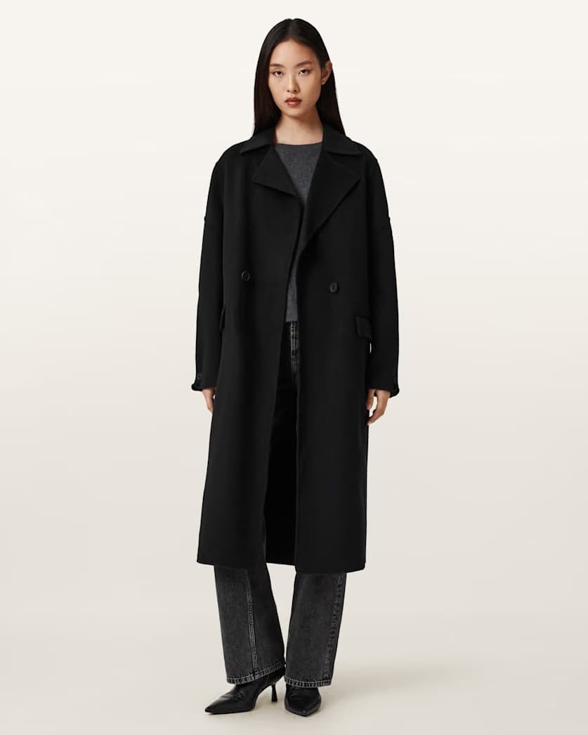 AllSaints Sellma Double Breasted Coat Women's Camel Brown Women's
