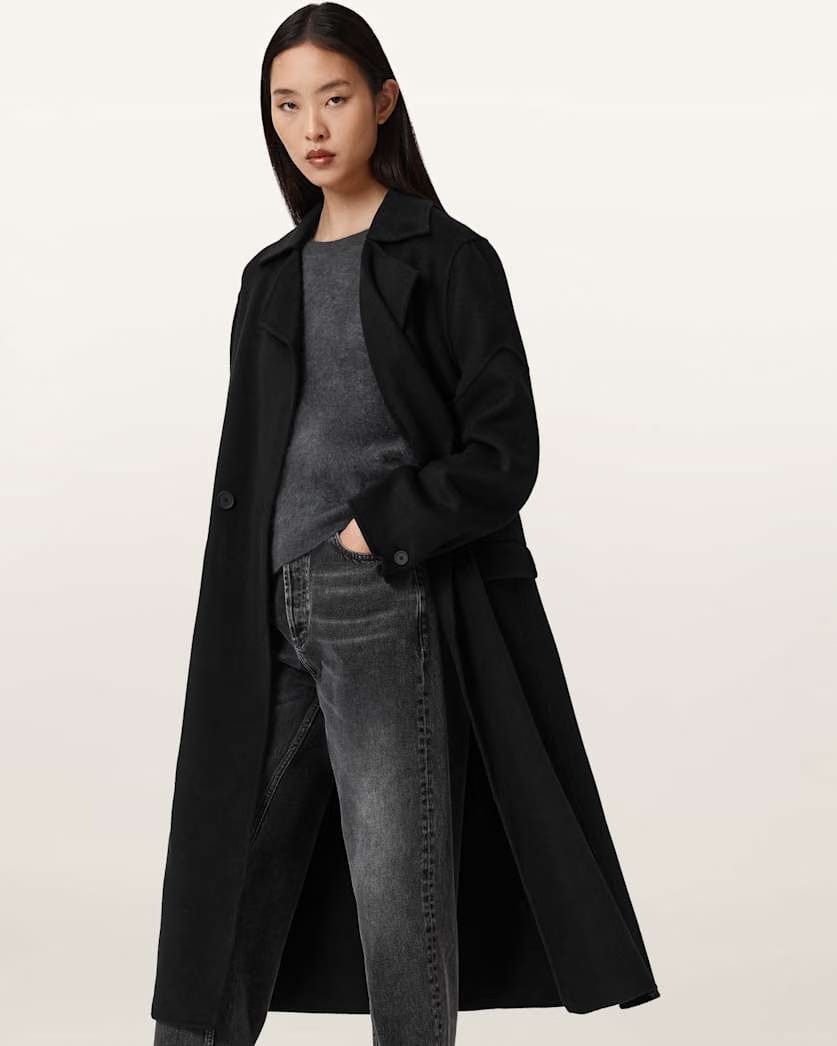 AllSaints Sellma Double Breasted Coat Women's Camel Brown Women's