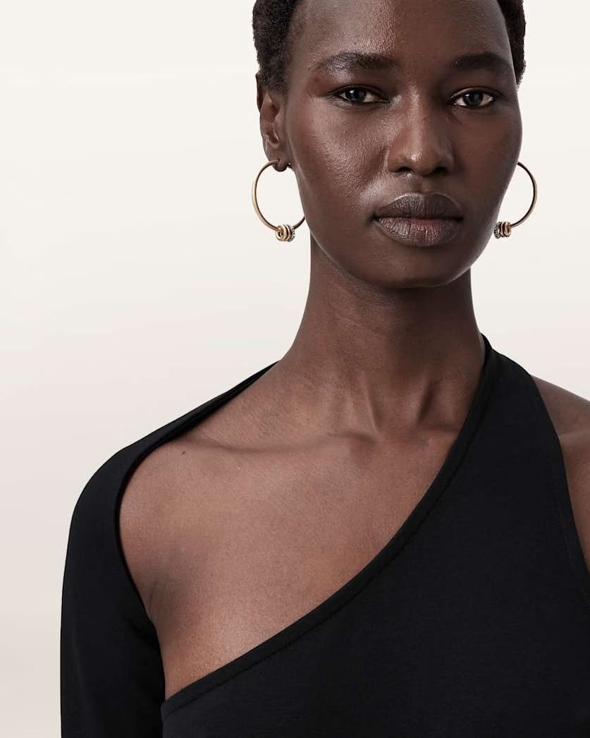 AllSaints Selene Bolt Hoop Earrings Women's Warm Brass Women's