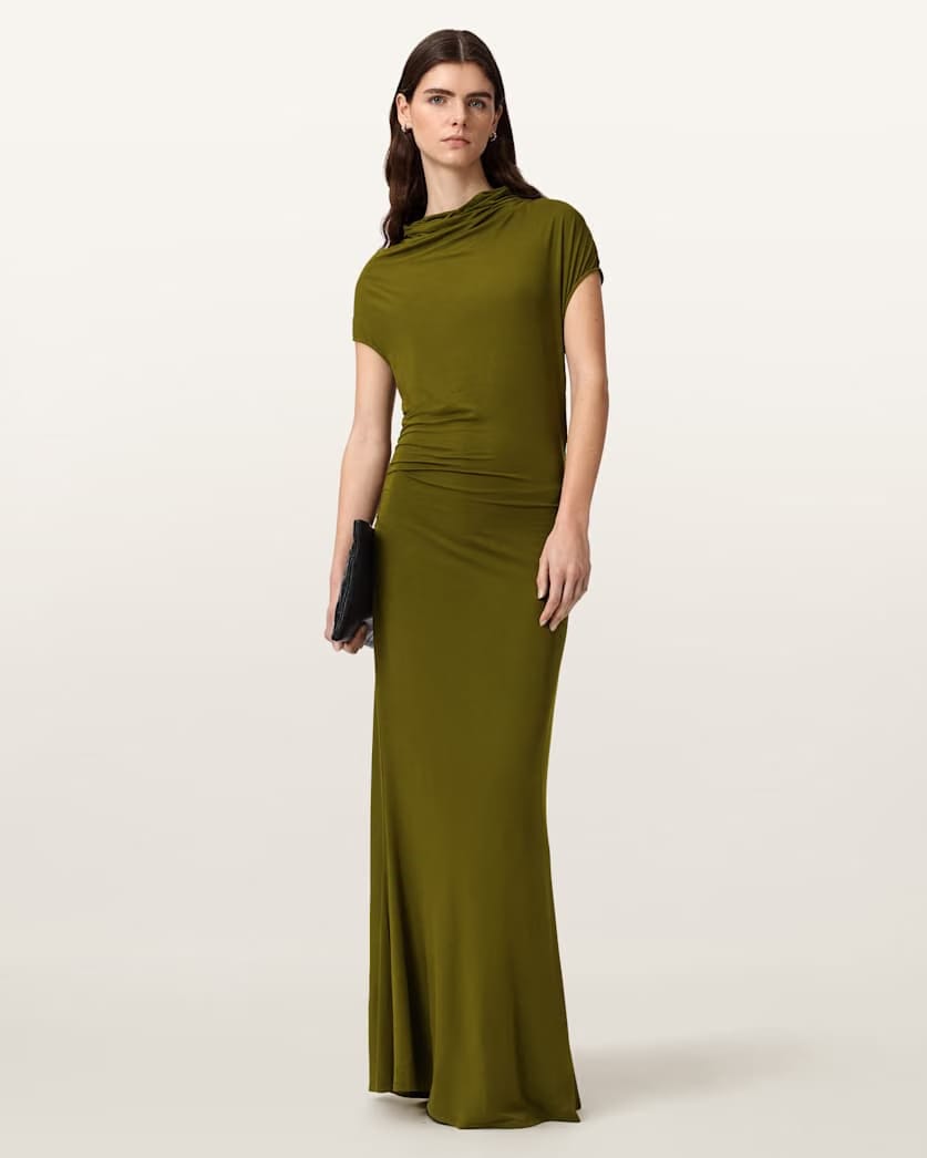 AllSaints Selena Bodycon Maxi Dress Women's Bitter Brown Women's