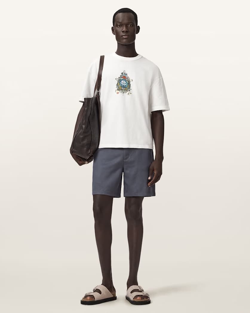 AllSaints Saviour Boxy Fit Short Sleeve T Shirt Chalk White