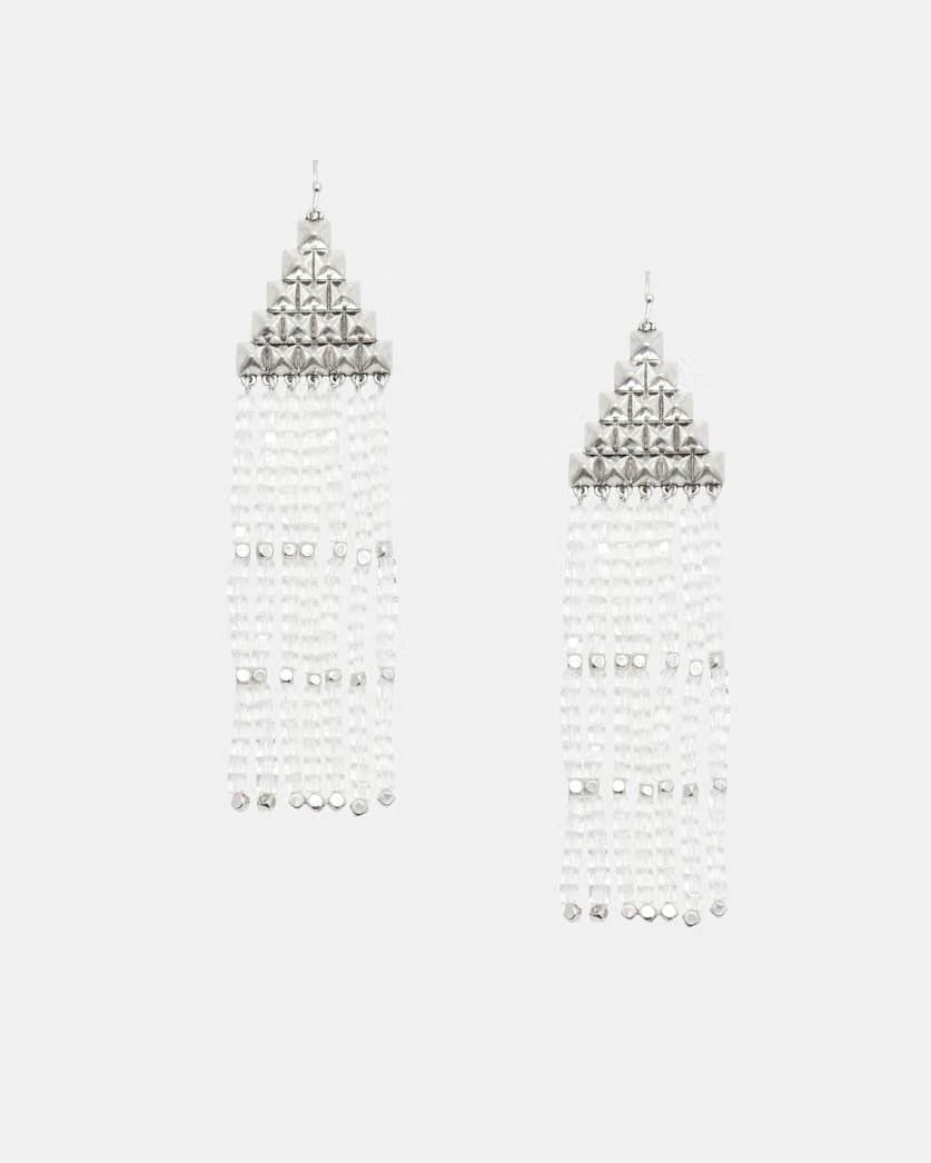 AllSaints Sarai Studded Bead Earrings Women's Warm Silver/Clear Women's