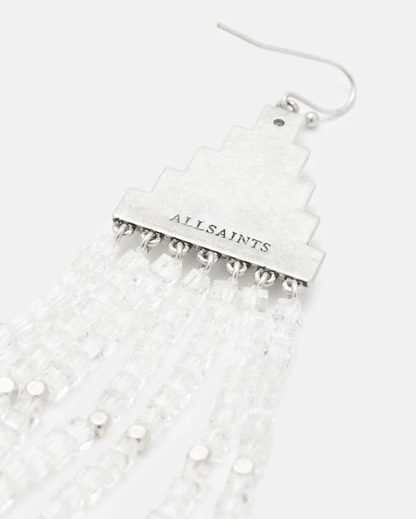 AllSaints Sarai Studded Bead Earrings Women's Warm Silver/Clear Women's