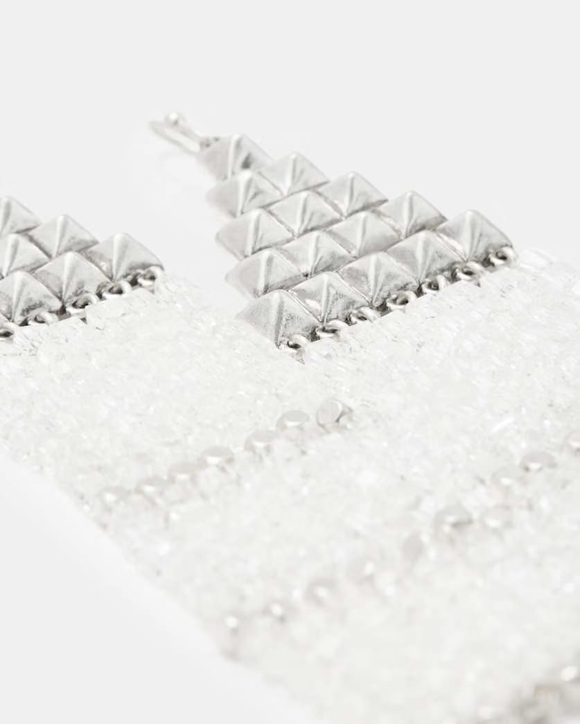AllSaints Sarai Studded Bead Earrings Women's Warm Silver/Clear Women's
