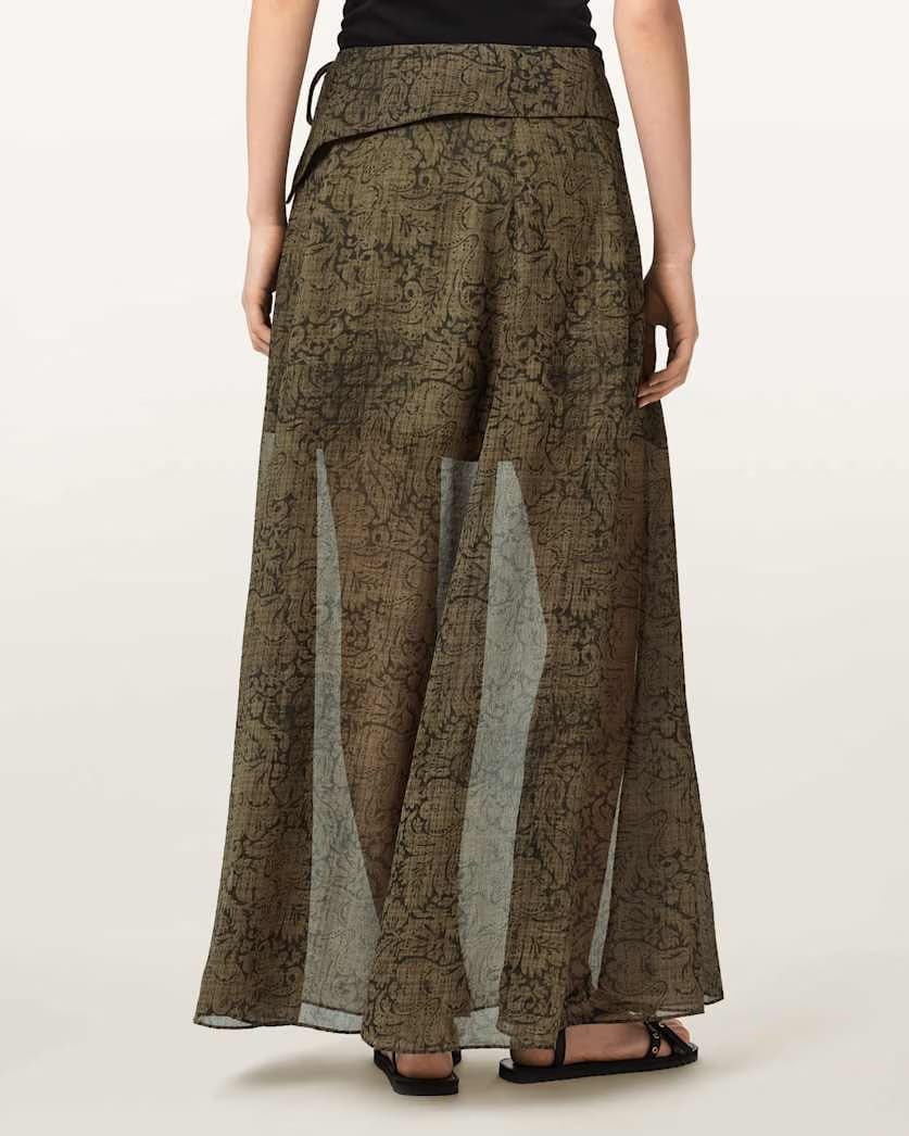 AllSaints Sali Mesh Maxi Skirt Women's Sirius Gold Black Women's