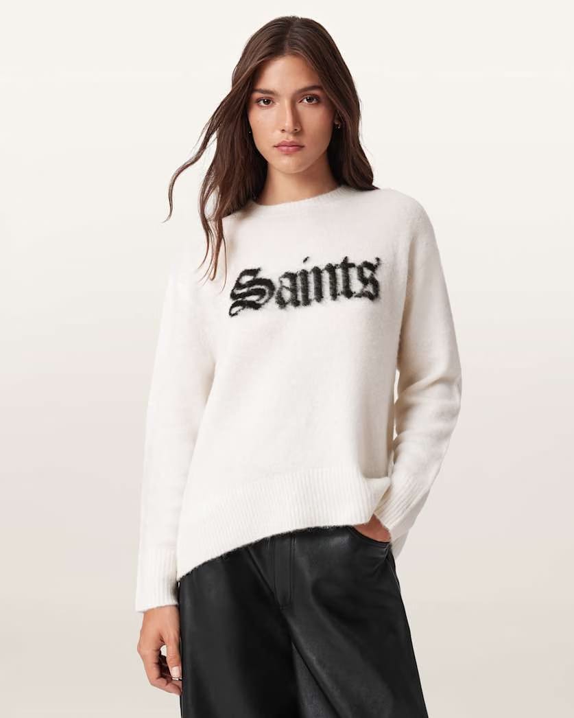 AllSaints Saints Wool Blend Sweater Women's Chalk White/Black Women's