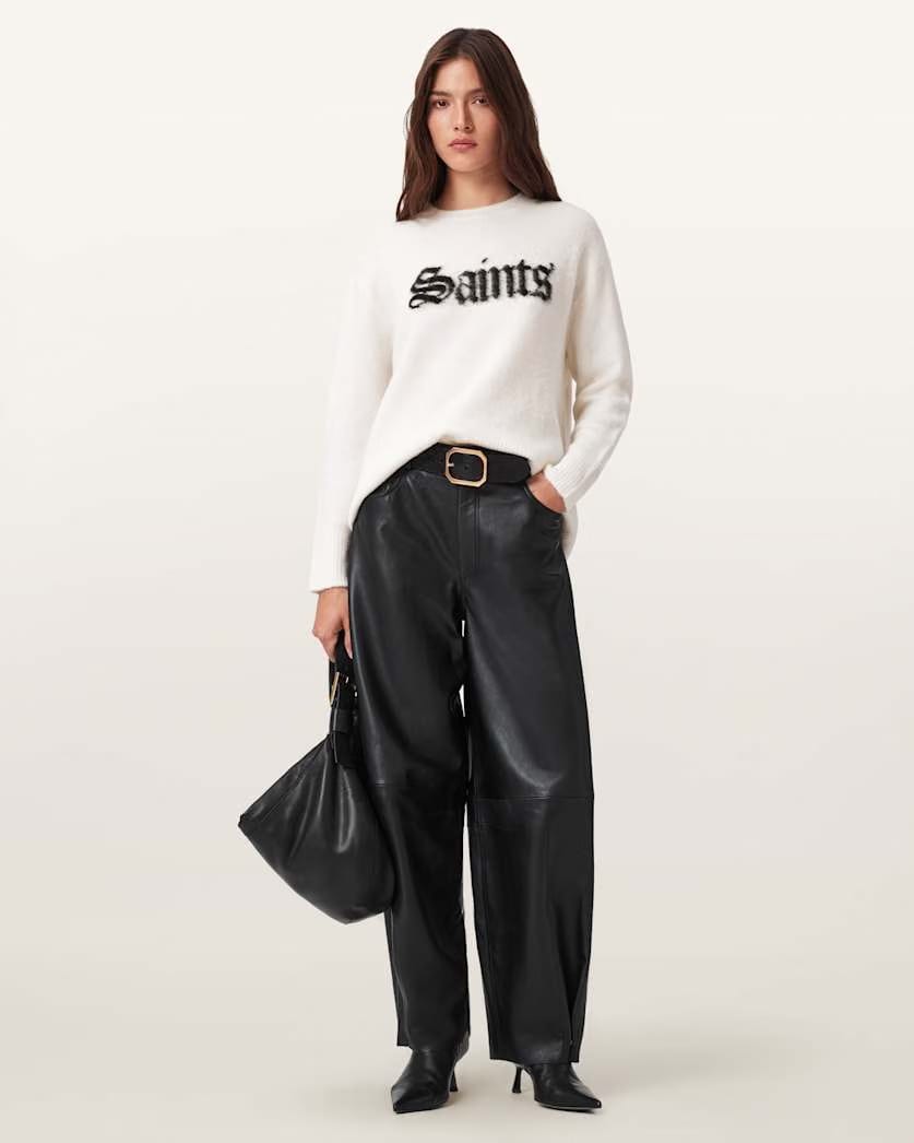 AllSaints Saints Wool Blend Sweater Women's Chalk White/Black Women's