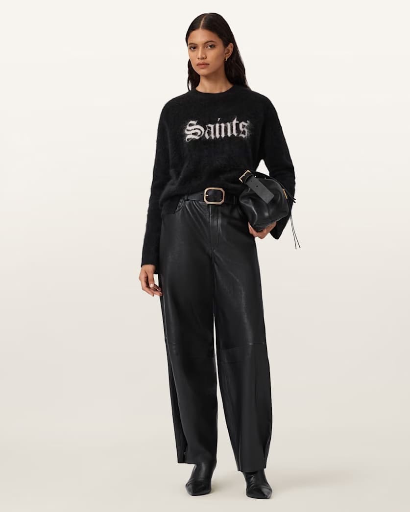 AllSaints Saints Cashmere Crew Neck Sweater Women's Black/Chalk White Women's