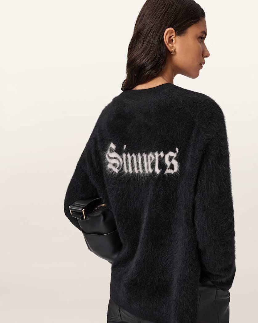 AllSaints Saints Cashmere Crew Neck Sweater Women's Black/Chalk White Women's