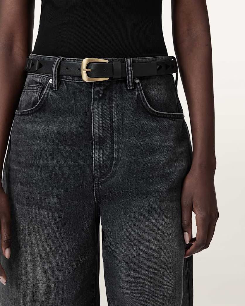 AllSaints Sage Cut Out Leather Belt Women's Gypsum White Women's