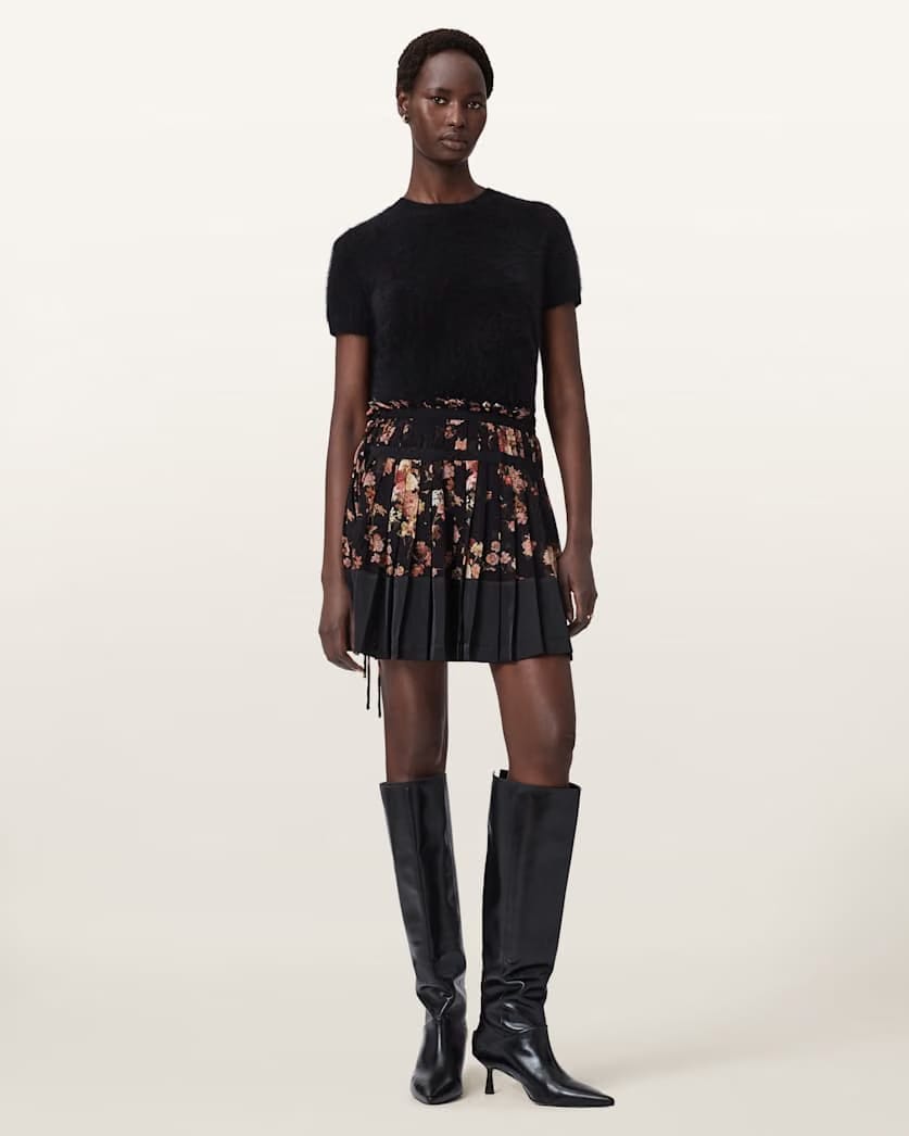 AllSaints Saffron Satin Mini Skirt Women's Armada Black Women's