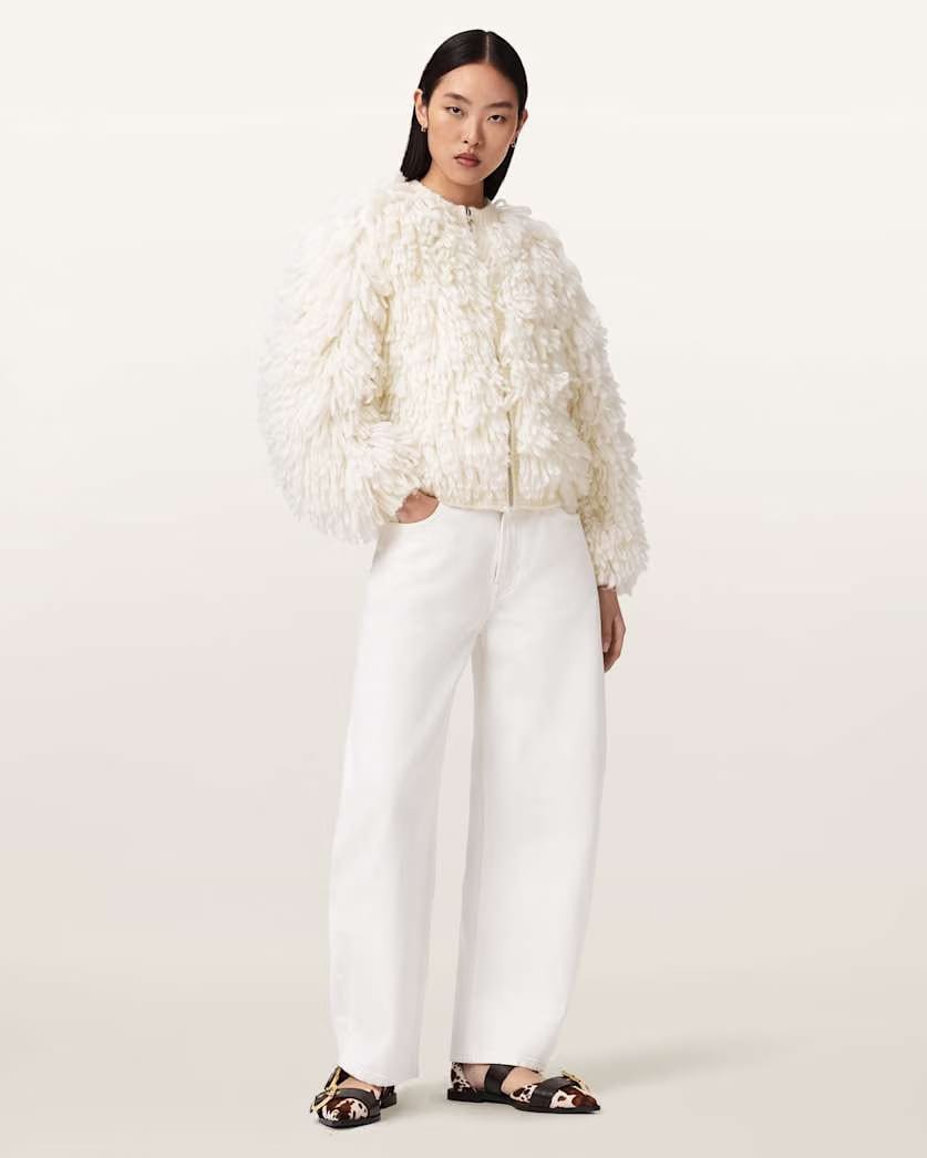 AllSaints Sadie Barrel Leg Denim Jeans Women's Ecru White Women's