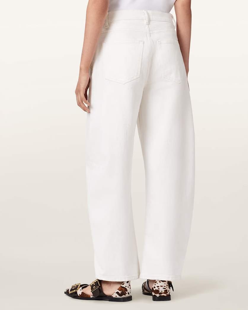 AllSaints Sadie Barrel Leg Denim Jeans Women's Ecru White Women's