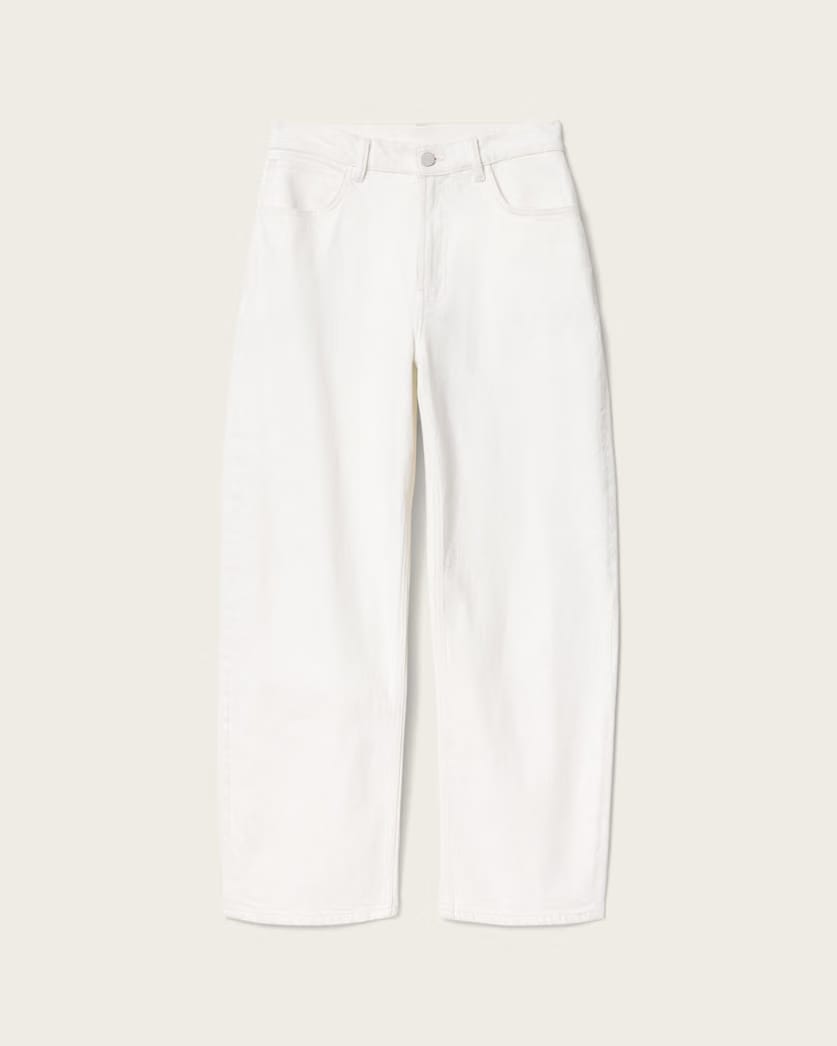 AllSaints Sadie Barrel Leg Denim Jeans Women's Ecru White Women's