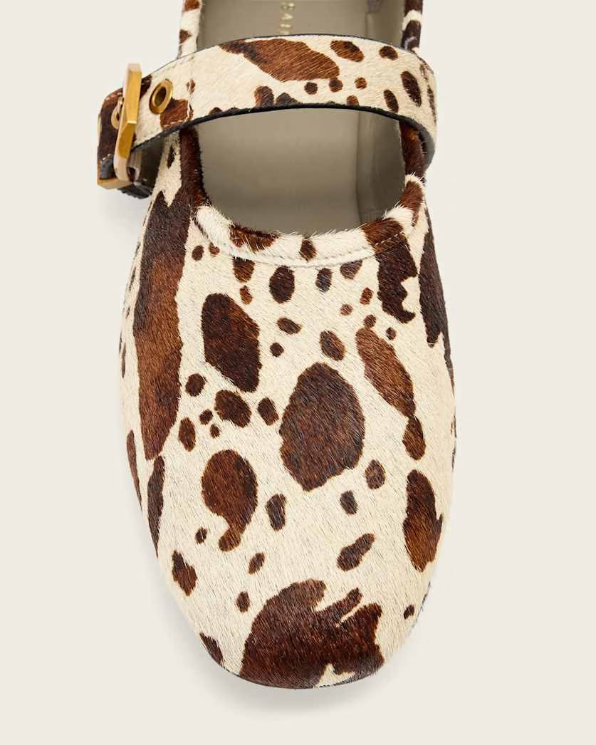 AllSaints Sabine Cowhide Leather Ballet Flats Women's Cow Print Women's