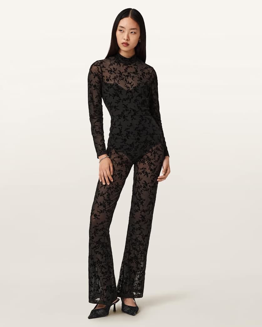 AllSaints Rylee Flock Lace Catsuit Women's Black Women's