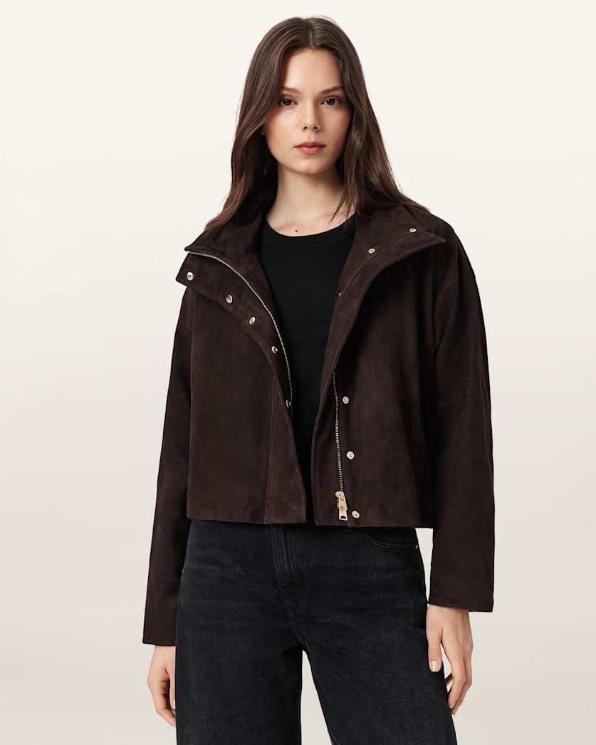 AllSaints Ryder Suede Jacket Women's Bitter Brown Women's