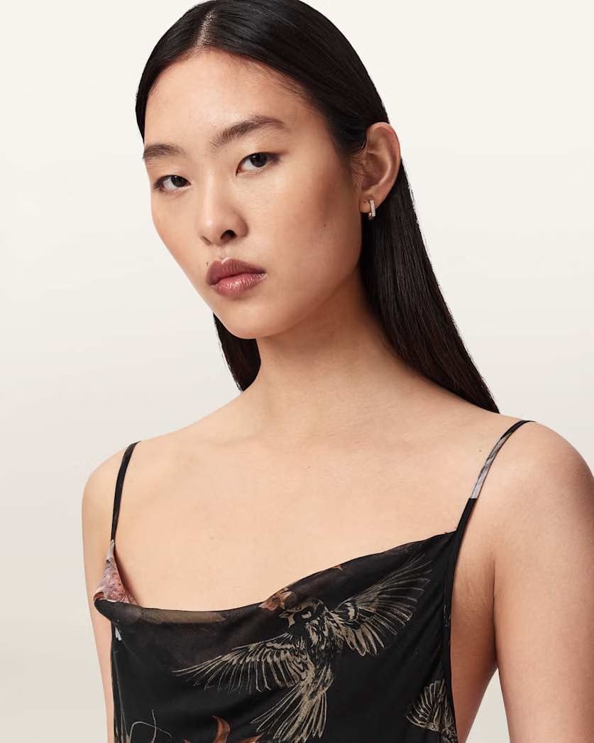 AllSaints Ruth Floral Slip Maxi Dress Women's Crystal/Black Women's