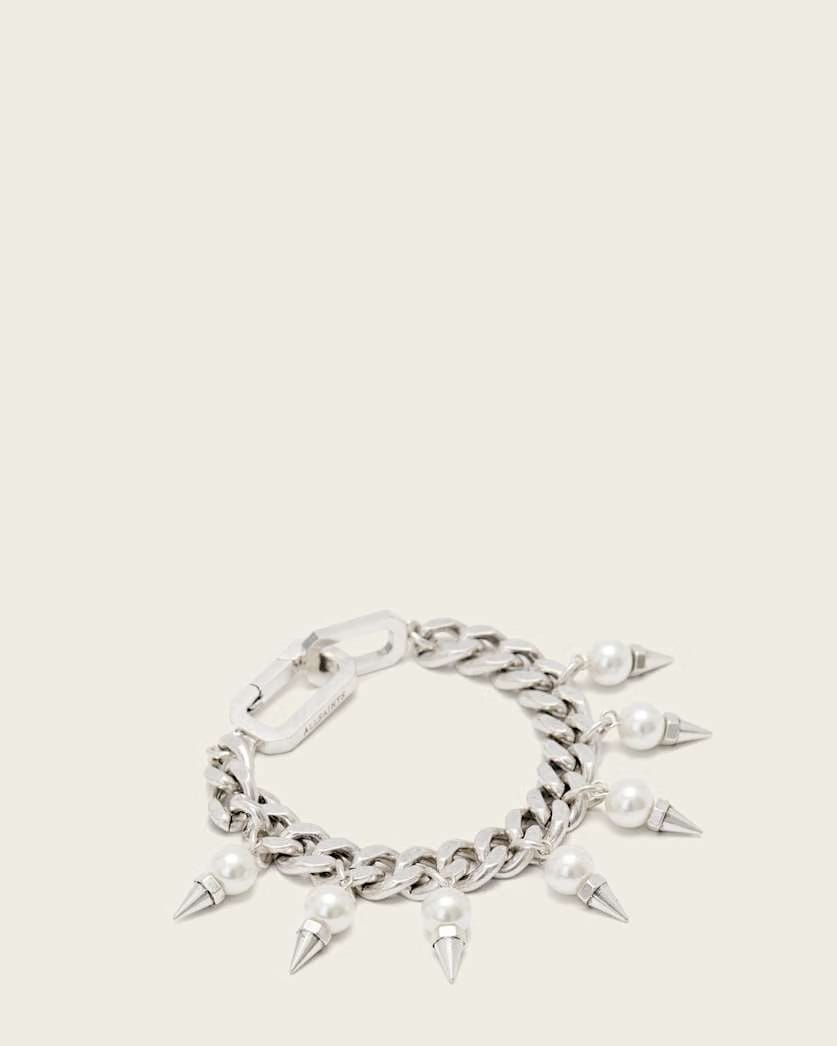 AllSaints Rue Pearl Bracelet Women's Warm Silver Women's