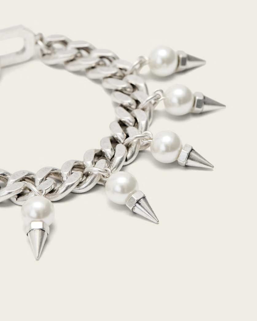 AllSaints Rue Pearl Bracelet Women's Warm Silver Women's