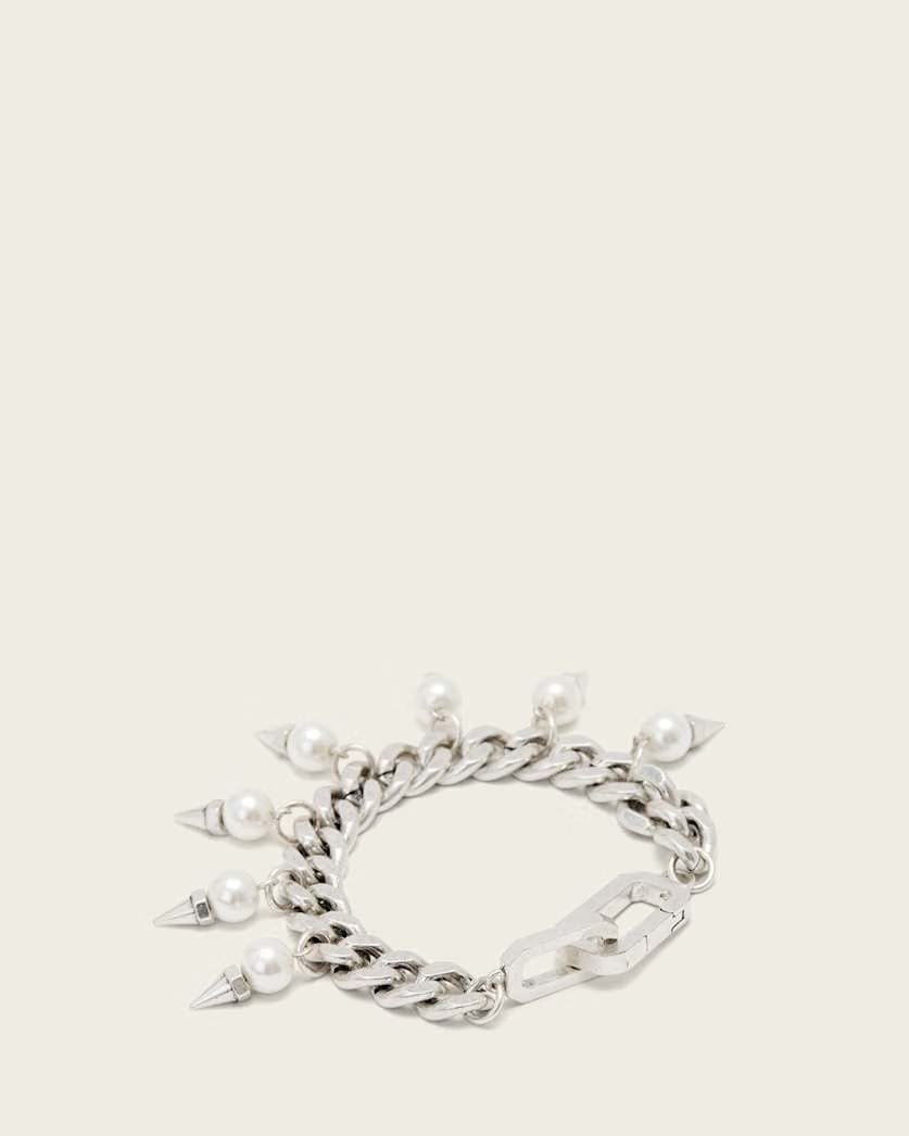 AllSaints Rue Pearl Bracelet Women's Warm Silver Women's