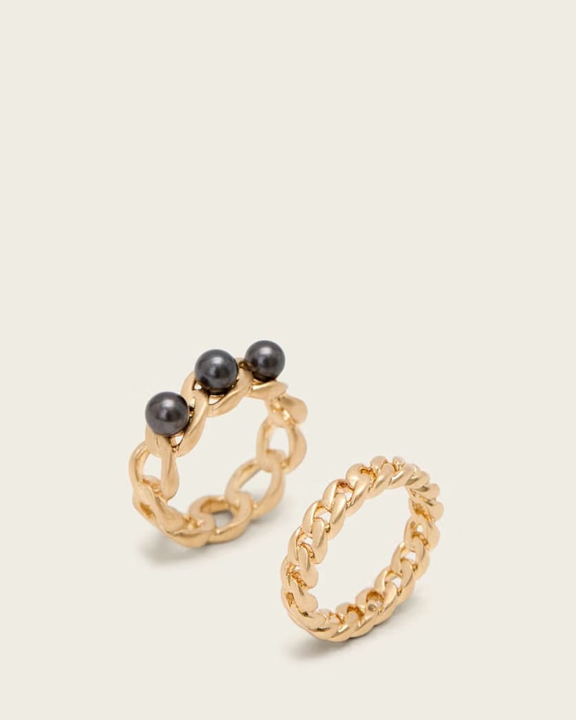 AllSaints Rue Chain Ring Women's Warm Brass/Grey Women's