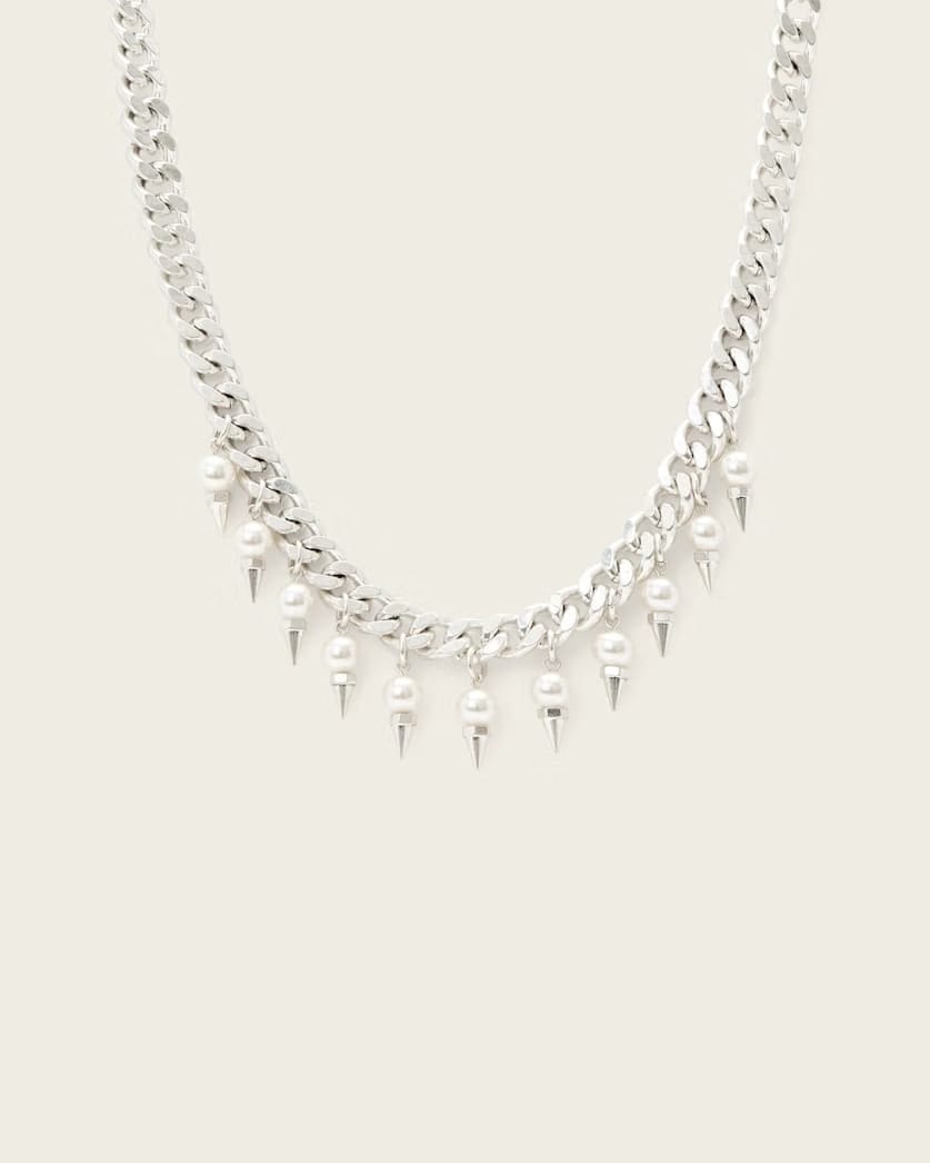 AllSaints Rue Chain Necklace Women's Warm Silver Women's