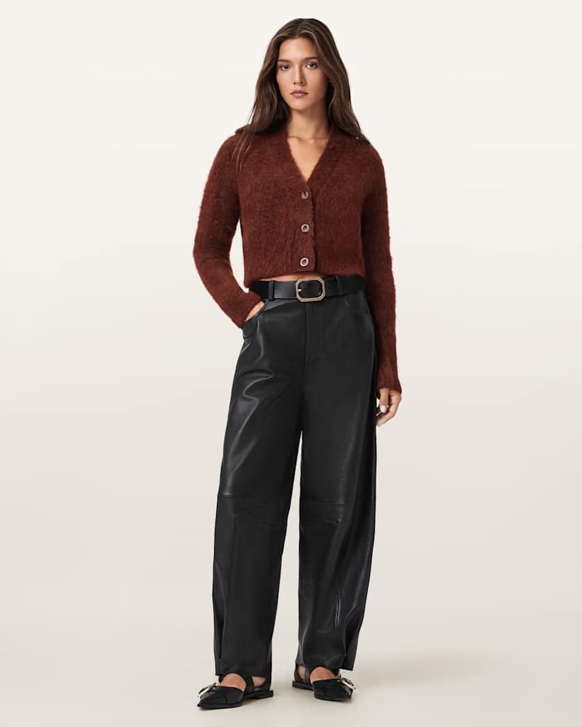 AllSaints Rubi Wick Cropped Cardigan Women's Chestnut Brown Women's