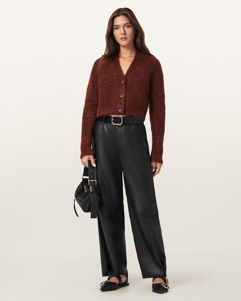 AllSaints Rubi Wick Cropped Cardigan Women's Chestnut Brown Women's