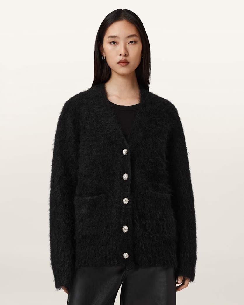 AllSaints Rubi Embellished Cardigan Women's Black Women's
