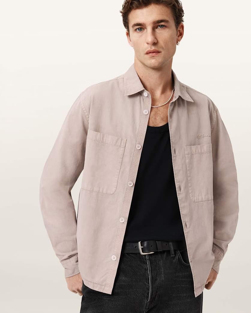 AllSaints Rohdi Long Sleeve Overshirt Dark Steel Blue