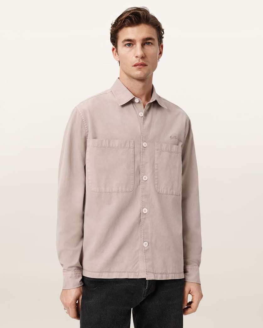 AllSaints Rohdi Long Sleeve Overshirt Dark Steel Blue