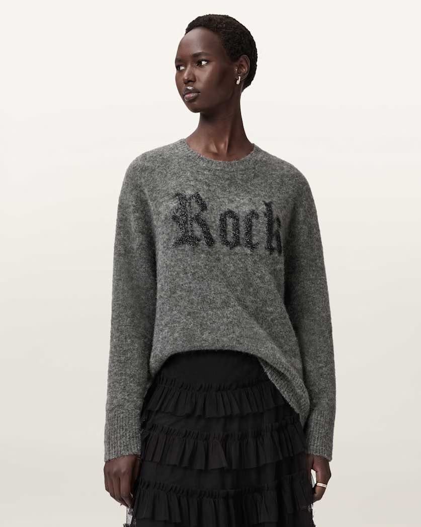 AllSaints Rock Wool Sweater Women's Metallic/Charcoal Women's