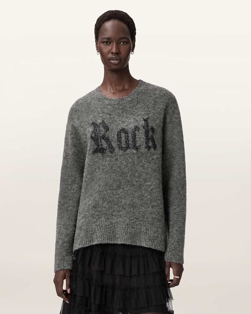 AllSaints Rock Wool Sweater Women's Metallic/Charcoal Women's