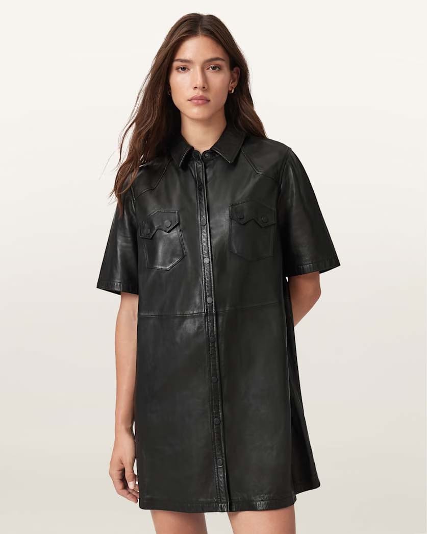 AllSaints Rock Leather Dress Women's Black Women's