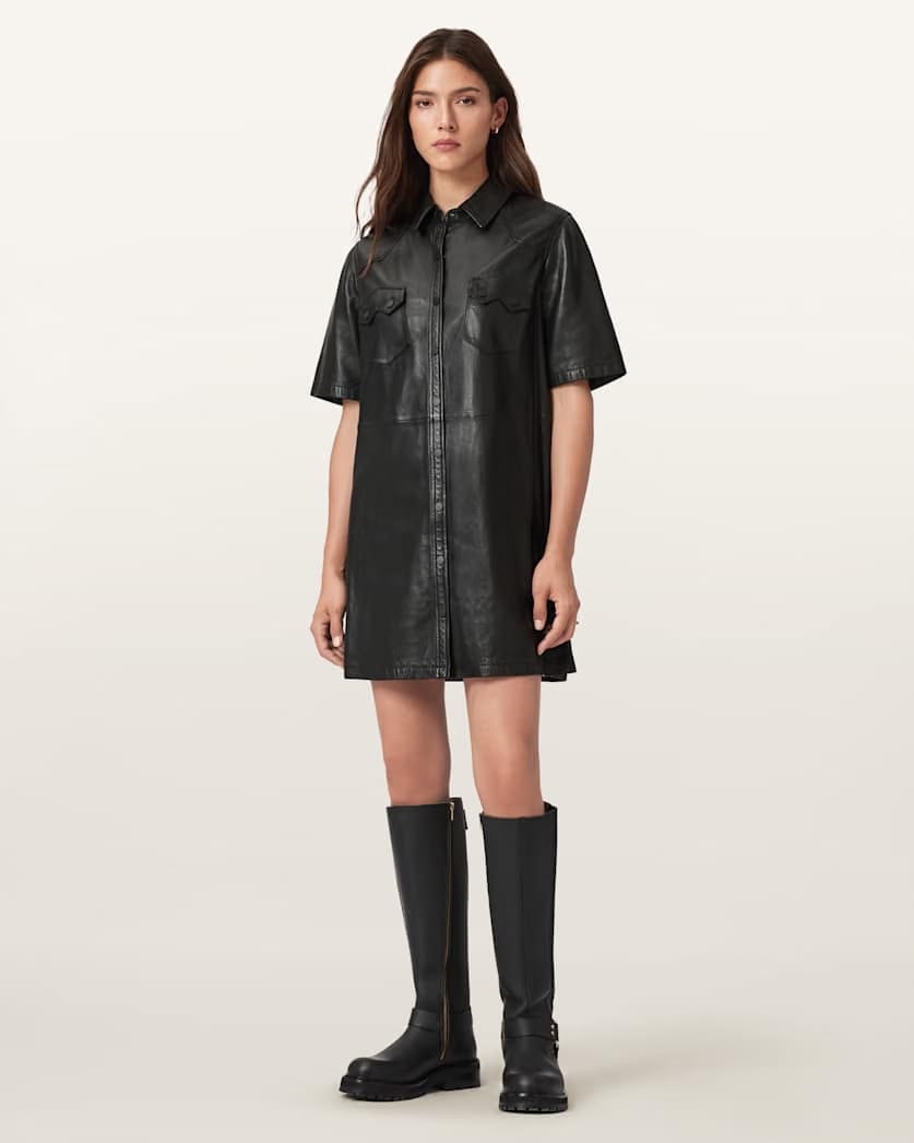 AllSaints Rock Leather Dress Women's Black Women's