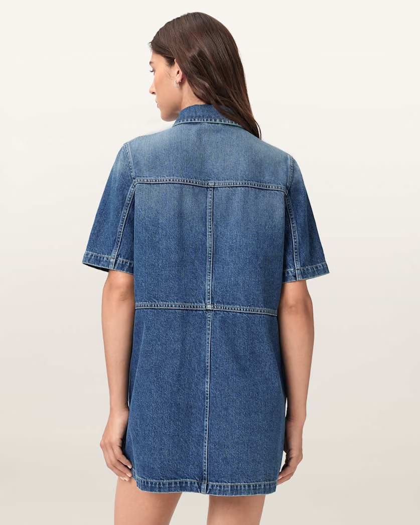 AllSaints Rock Denim Mini Dress Women's Mid Indigo Women's