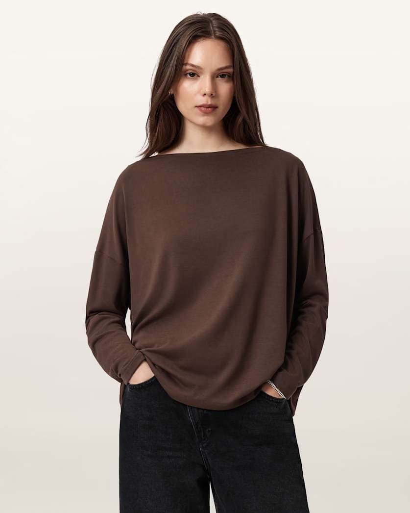 AllSaints Rita Relaxed Fit T Shirt Women's Bitter Brown Women's