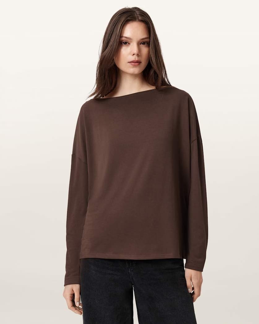 AllSaints Rita Relaxed Fit T Shirt Women's Bitter Brown Women's