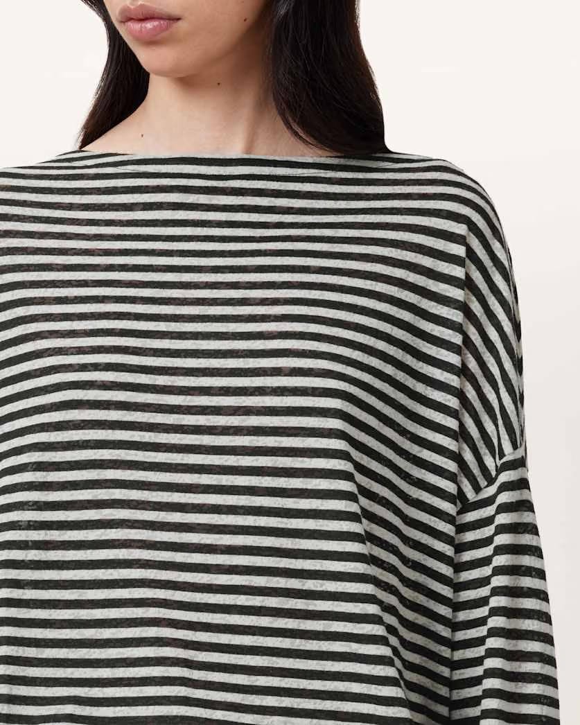 AllSaints Rita Relaxed Fit Striped T Shirt Women's Chalk/Ink Women's