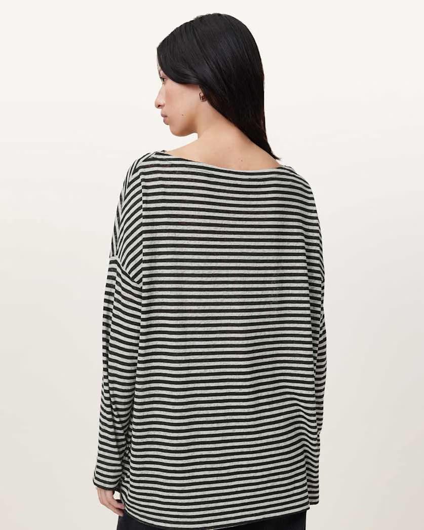 AllSaints Rita Relaxed Fit Striped T Shirt Women's Chalk/Ink Women's