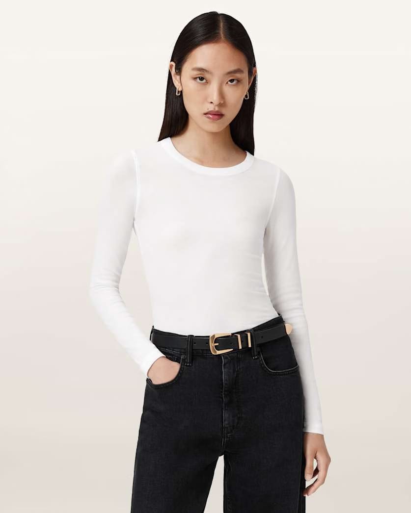 AllSaints Rina Long Sleeve Crew Neck T-Shirt Women's Hazed Grey Women's