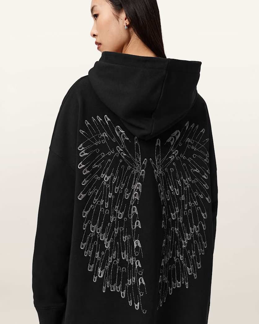 AllSaints Pins Oversized Ettienne Hoodie Women's Black Women's