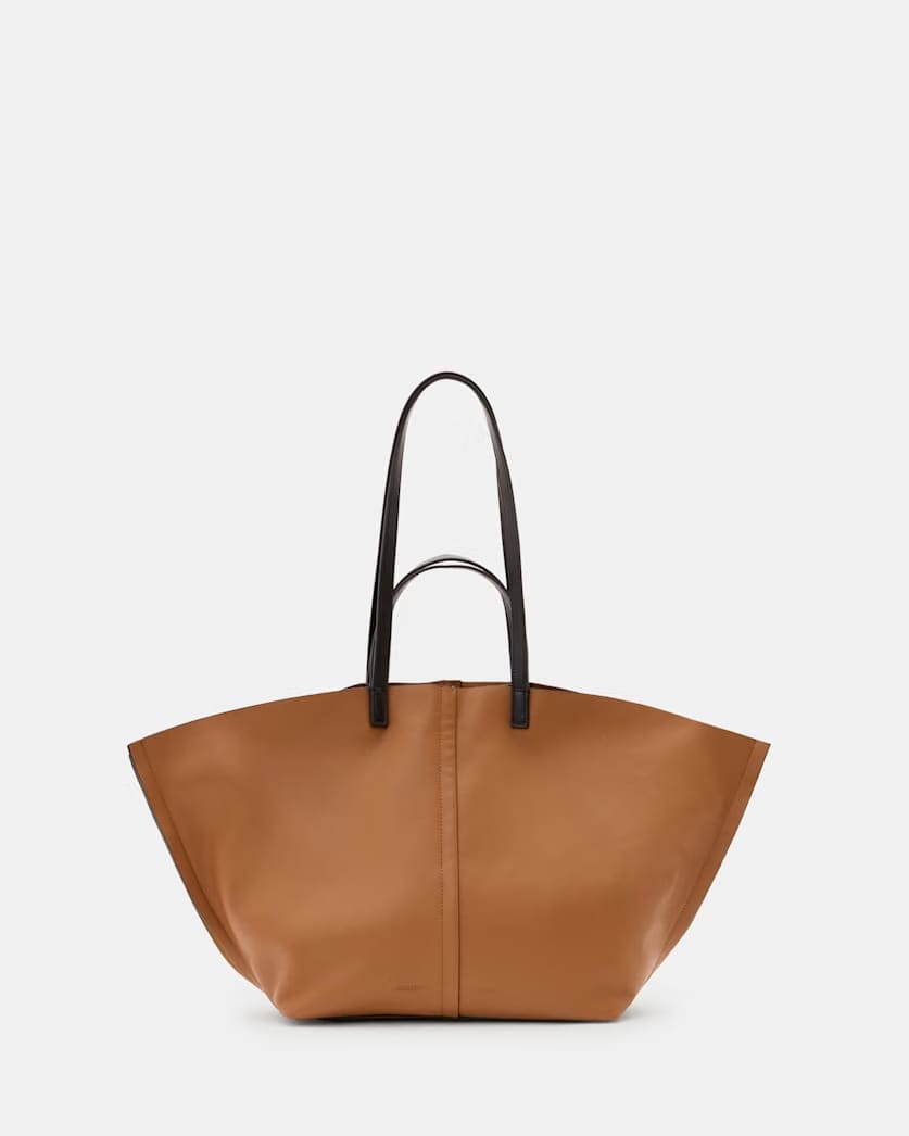 AllSaints Pheonix Spacious Leather Tote Bag Women's Sepia Brown Women's