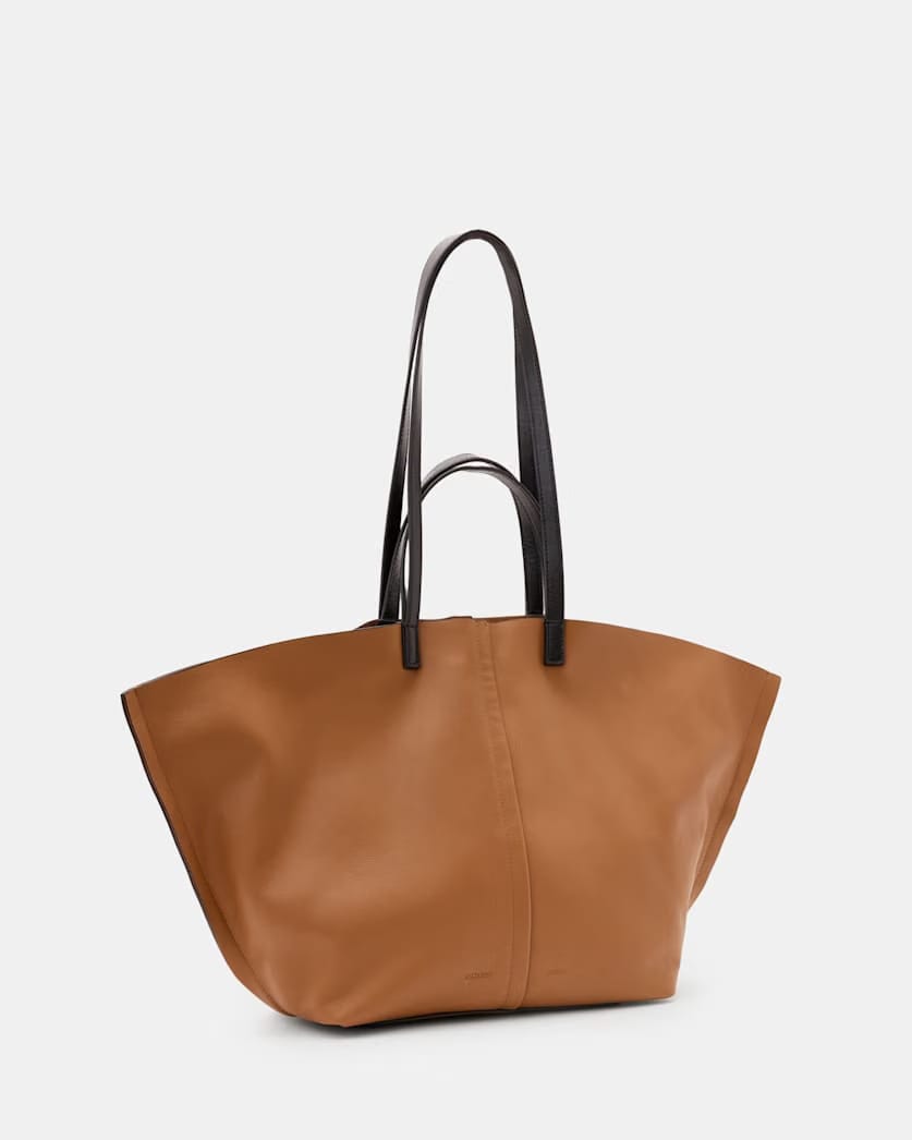 AllSaints Pheonix Spacious Leather Tote Bag Women's Sepia Brown Women's