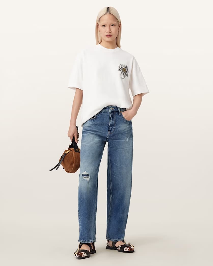 AllSaints Petal Etta Oversized T Shirt Women's Chalk White Women's