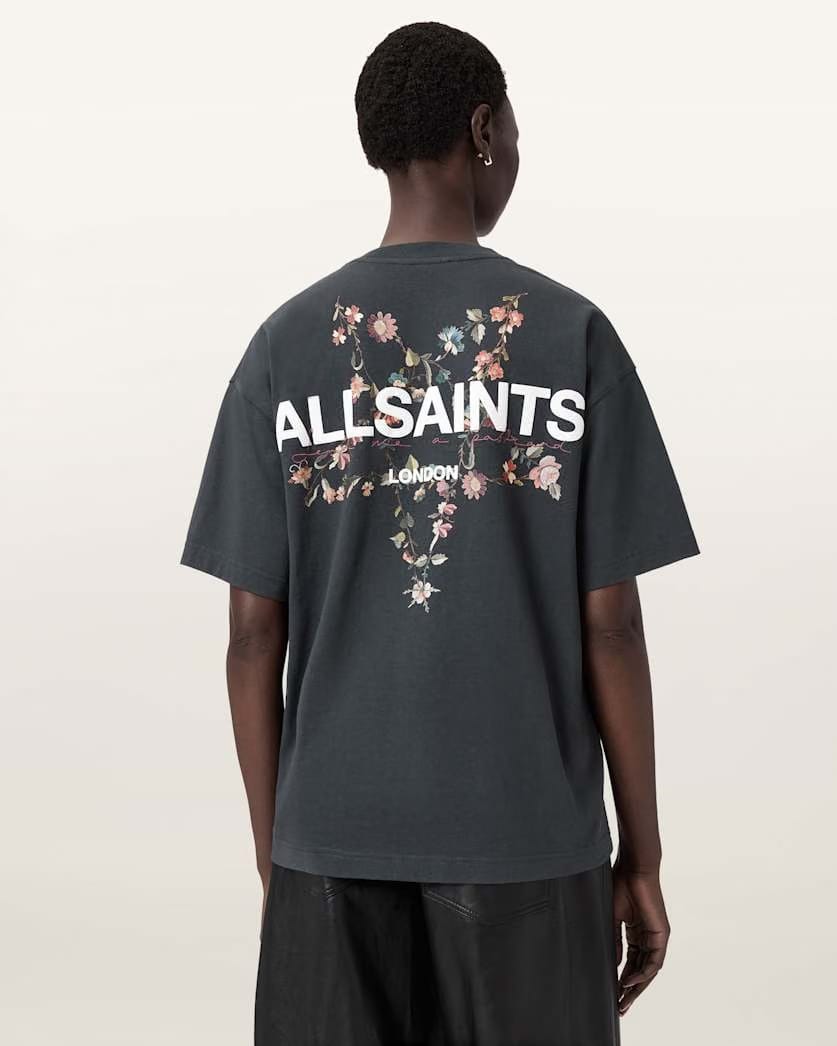 AllSaints Pentacle Oversized Etta T Shirt Women's Washed Black Women's