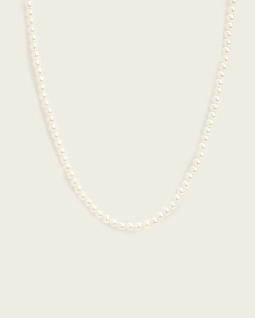 AllSaints Pearl Carabiner Clasp Necklace Women's Warm Brass/White Women's