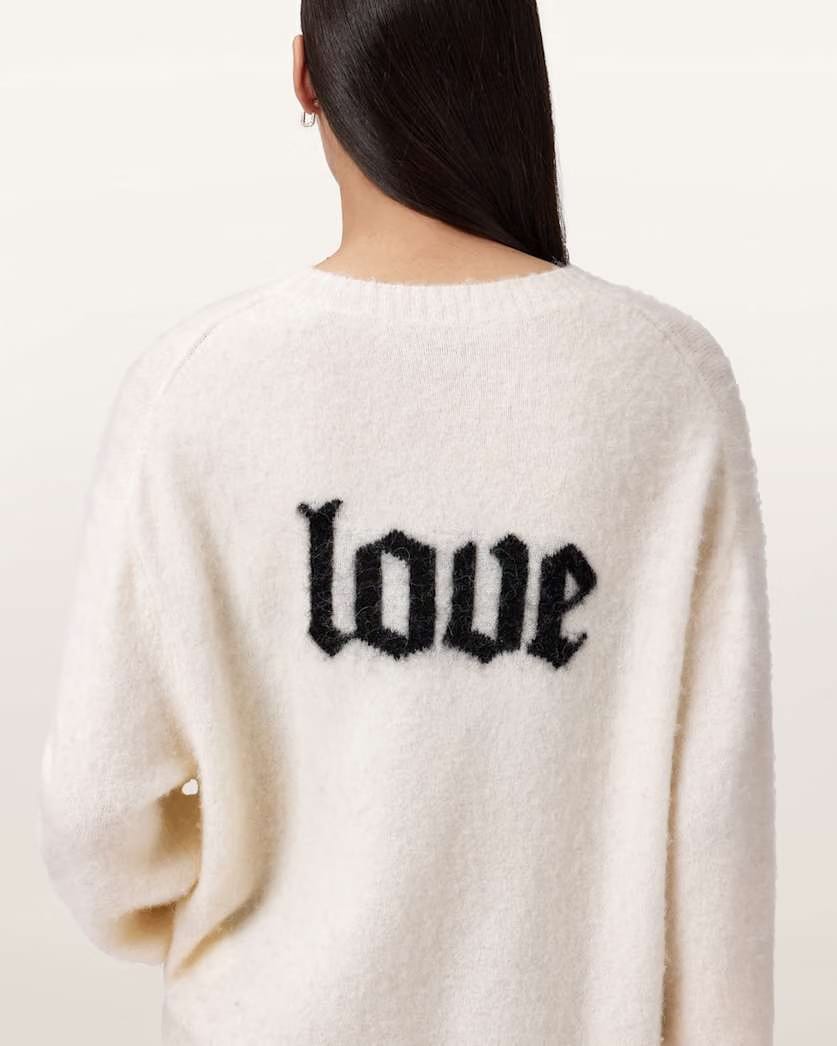 AllSaints Peace Wool Blend Sweater Women's Chalk White/Black Women's