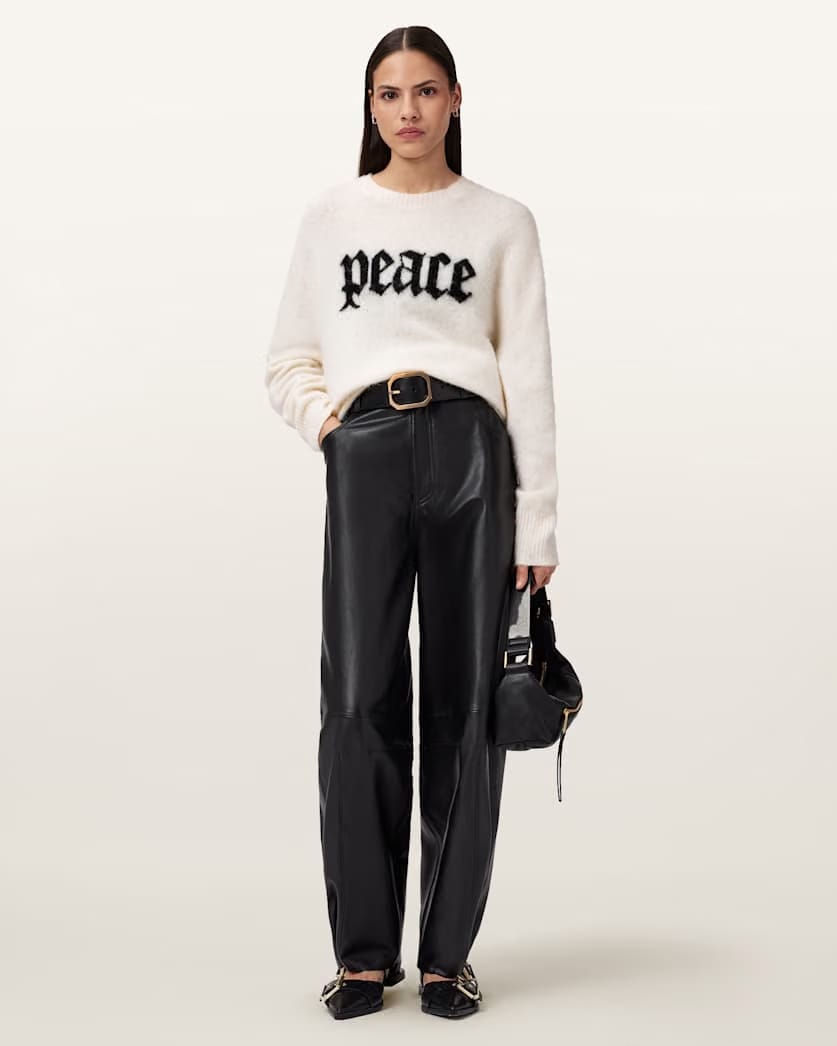 AllSaints Peace Wool Blend Sweater Women's Chalk White/Black Women's